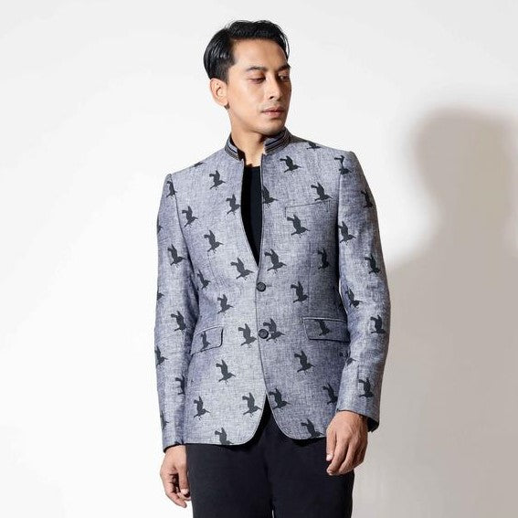 Sports jacket in bird print