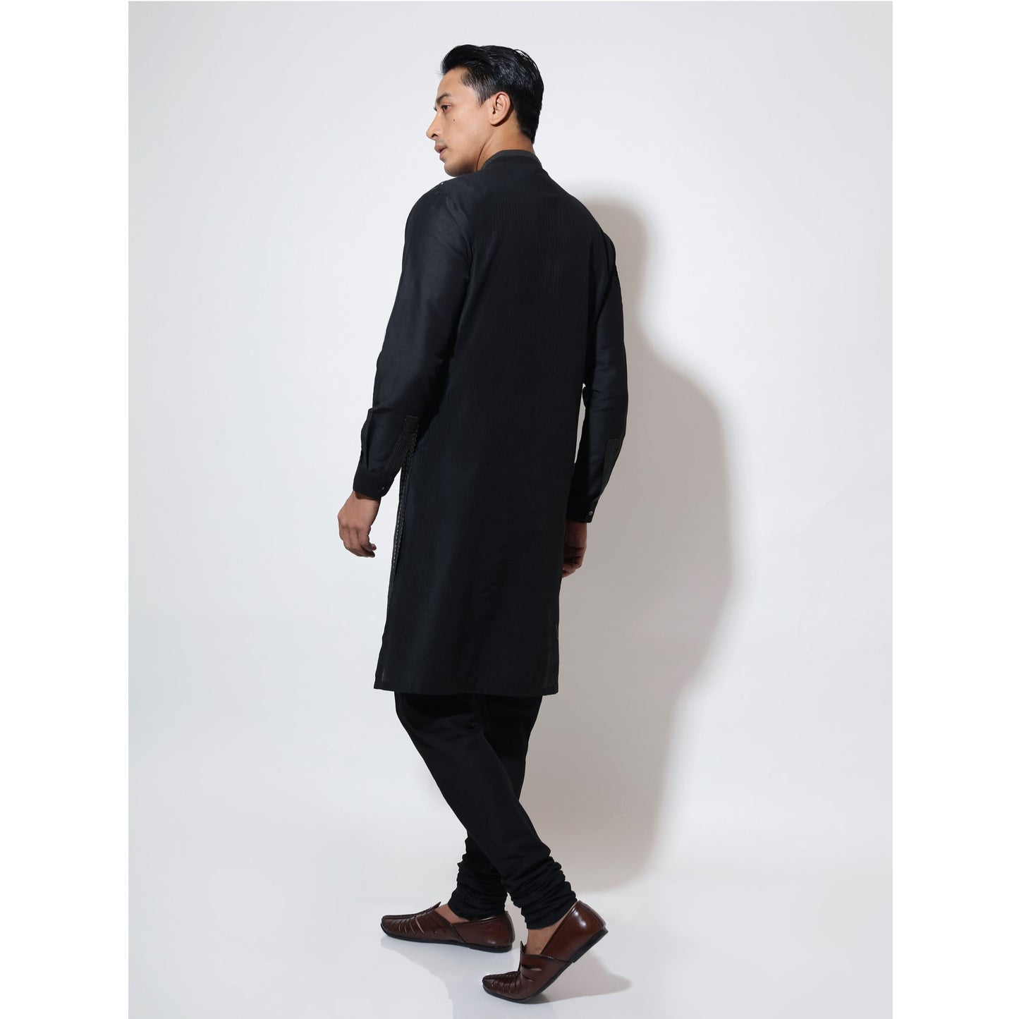 Long kurta with double tone ladder embroidery