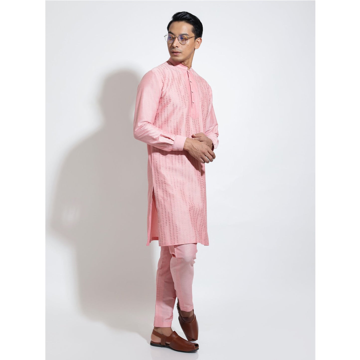 Long kurta with double tone ladder embroidery