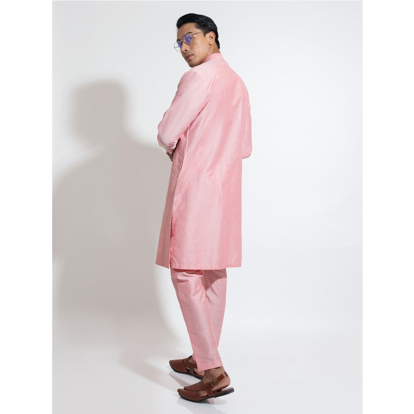 Long kurta with double tone ladder embroidery