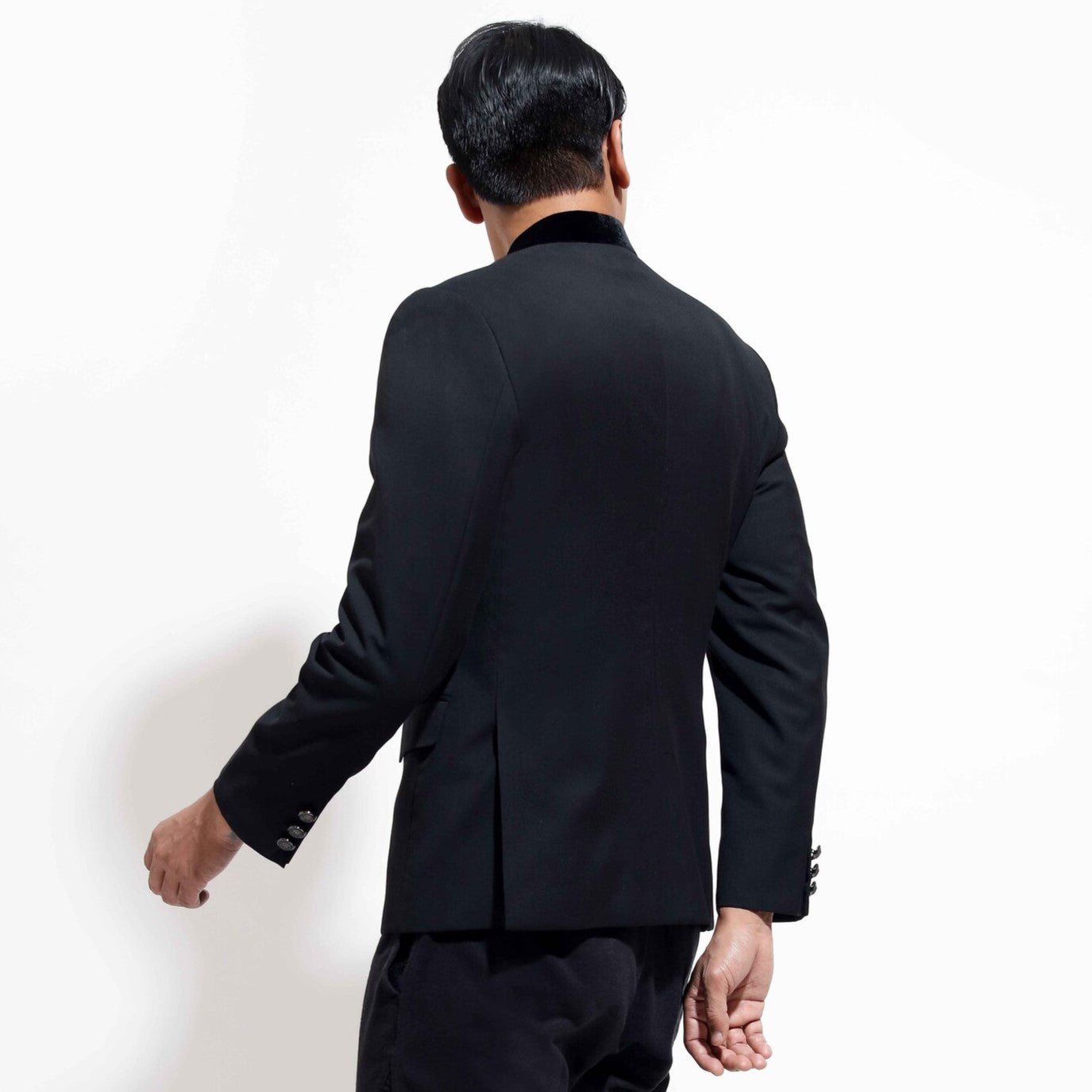 Classic Bandhgala with velvet collar