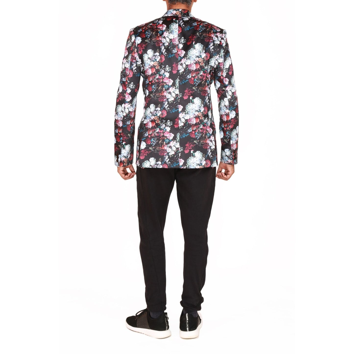 Single breasted jacket in floral printed satin