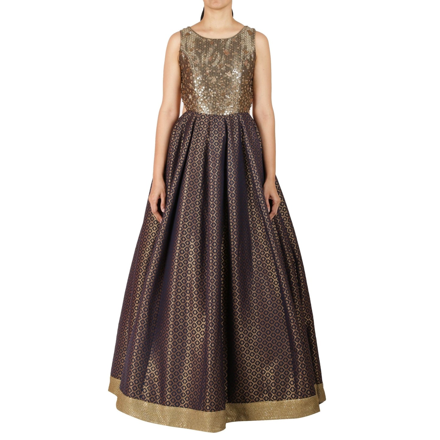 Brocade lehenga with zardozi and sequin embroidery