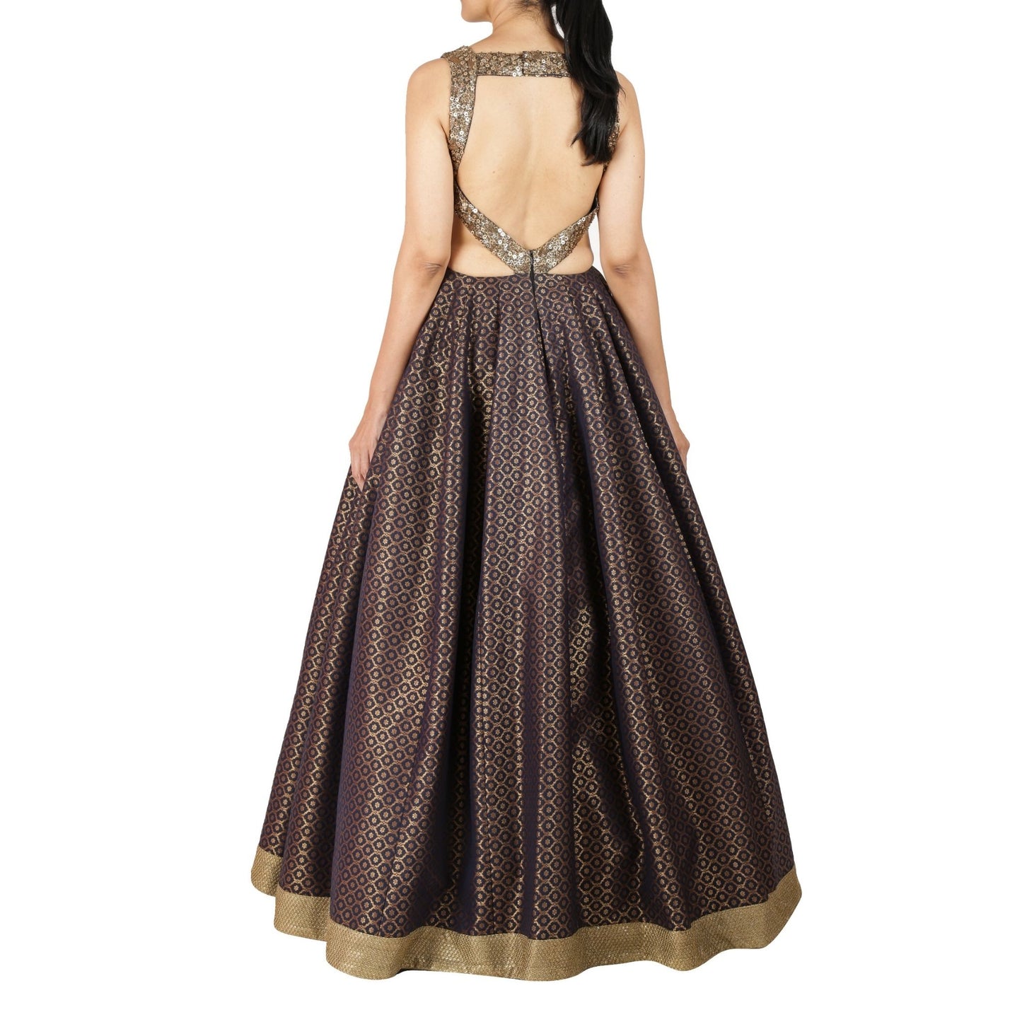 Brocade lehenga with zardozi and sequin embroidery