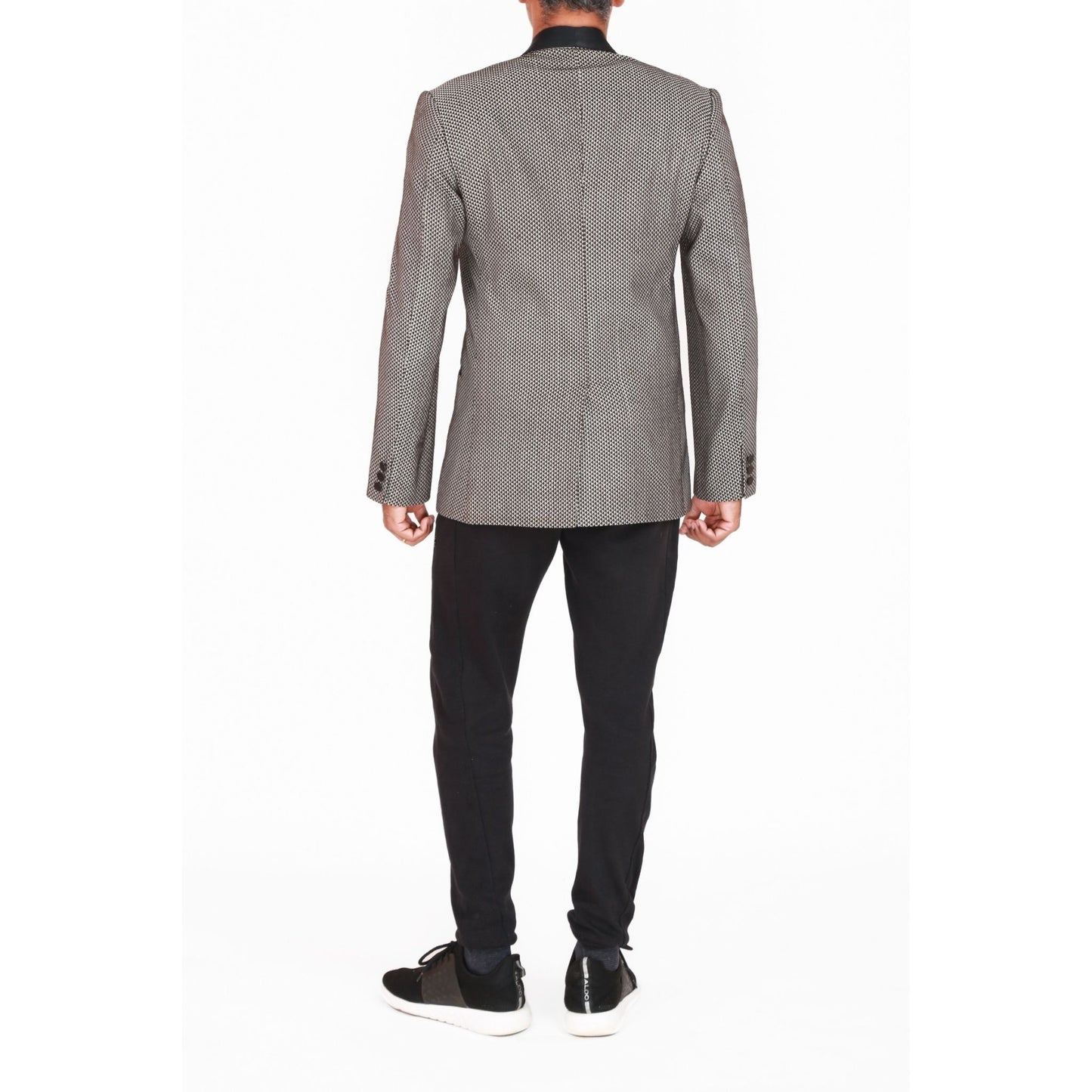 Tuxedo in jaquard with contrast lapel & slimfit flatfront trousers