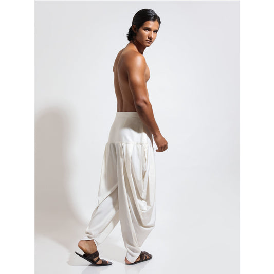 Dhoti pants with cowl at side