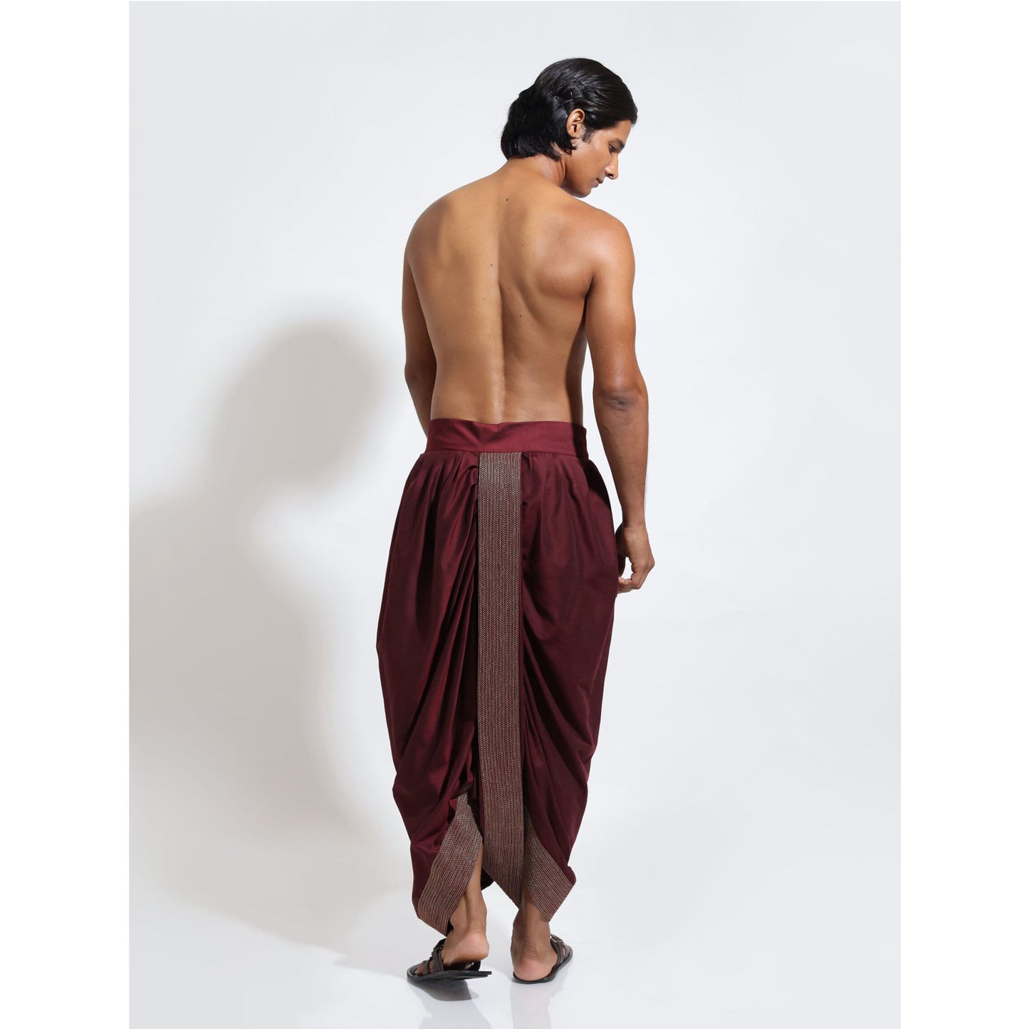 Pleated dhoti with embroidered border