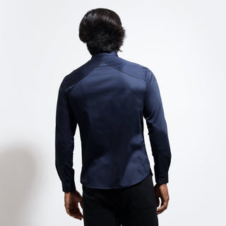 Long sleeve shirt with paisley couching embroidery