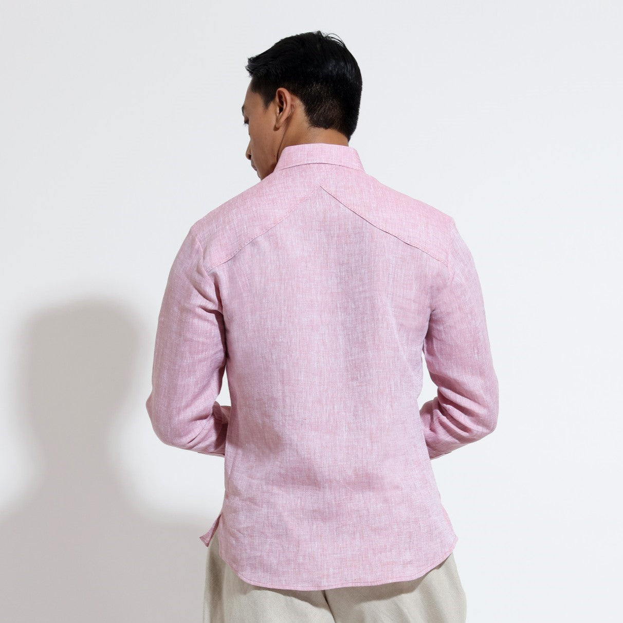 Long sleeve shirt with paisley couching embroidery
