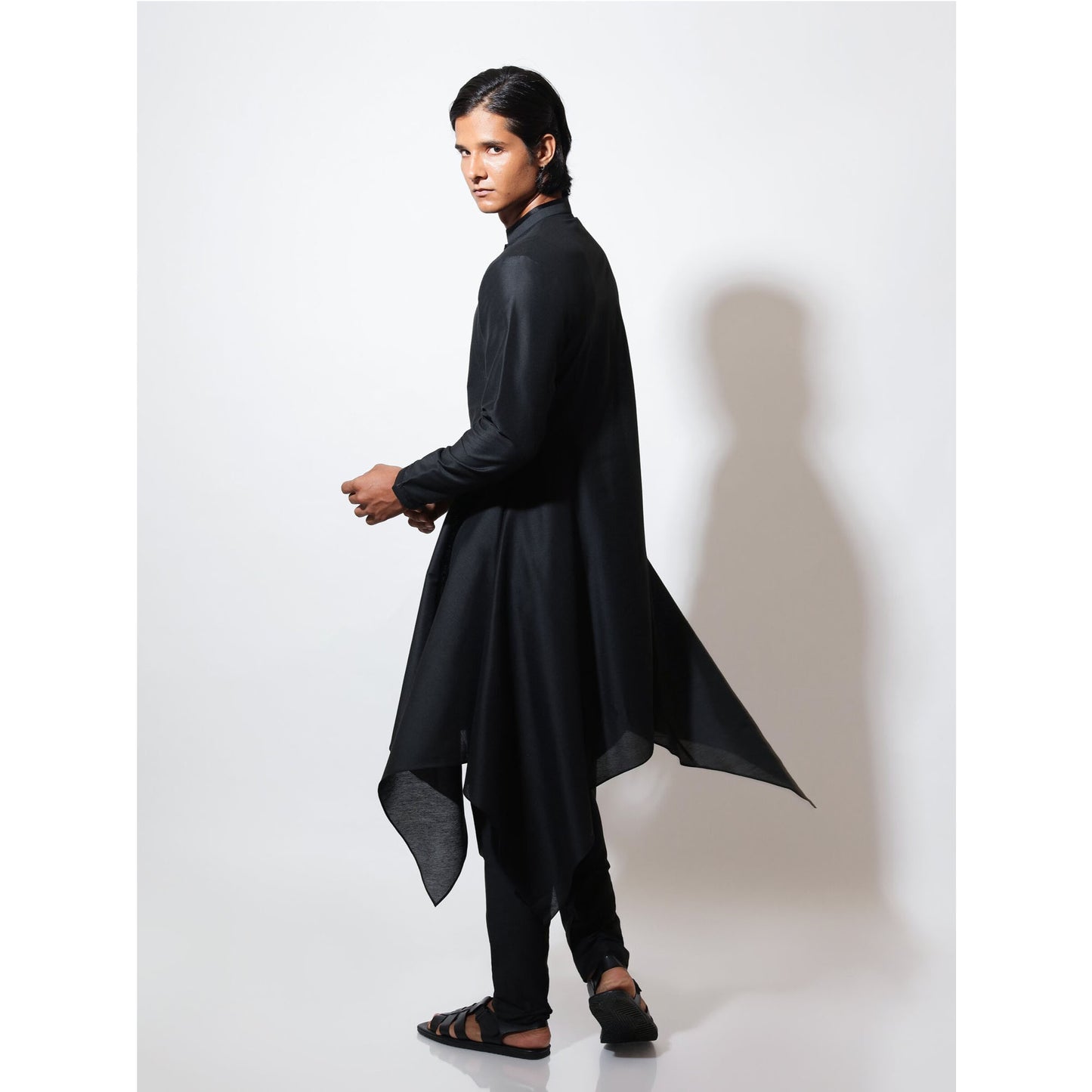 Handkerchief hem kurta with double button detail