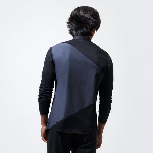 Long sleeve shirt with assymetric flap across chest