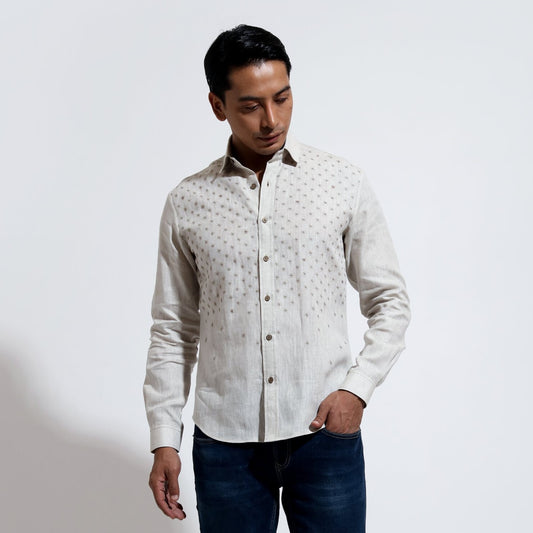 Long sleeve shirt with double tone star embroidery