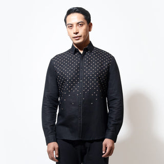 Long sleeve shirt with double tone star embroidery