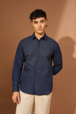 Scattered star embroidered shirt