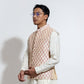 Sleeveless bandi with linear motif couching embroidery