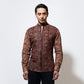 Long sleeve shirt with flatlock on body and metal zipper open
