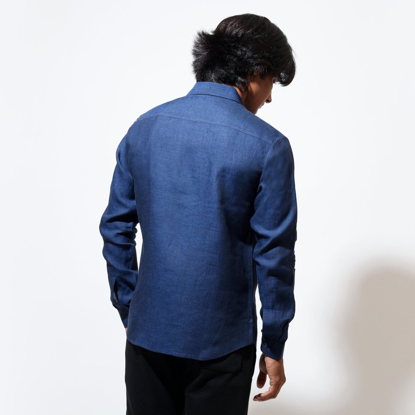 Long sleeve shirt with stitch down pintuck along front
