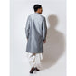 Sherwani textured with all over creeper emb with cowl pants