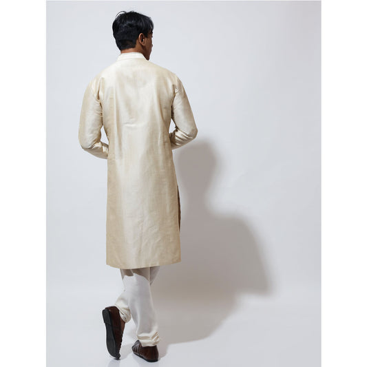 Long kurta with horizontal pintuck and motif embroidery