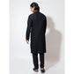 Assymetric hem kurta with zardozi applique at chest and jersey sleeves