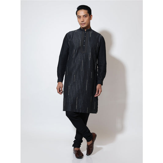 Long kurta with double tone ladder embroidery