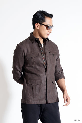 Classic Shaket with patch pocket and regimental tape on underplacket