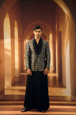 Graphite & Frost Kanjeevaram Tuxedo