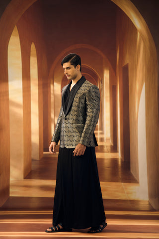 Graphite & Frost Kanjeevaram Tuxedo