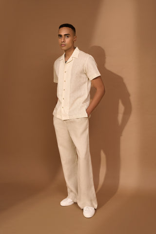 Camp collar shirt with biscuit smudge print