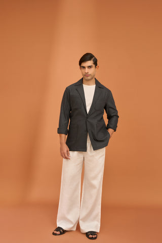 Charcoal Notch Collar Shaket