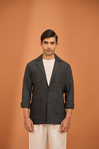 Charcoal Notch Collar Shaket