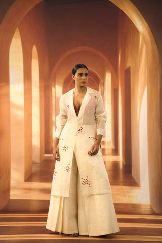 Organza Floral Applique Trench