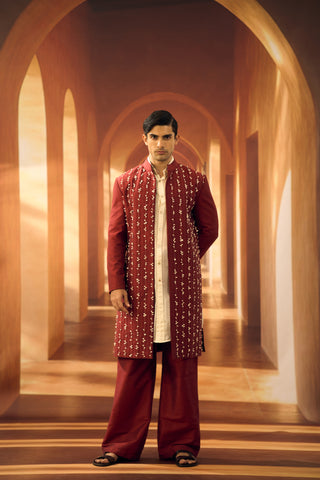 Jasmine String Texture Open Sherwani