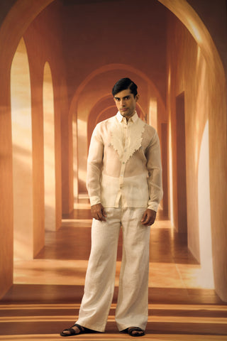 Jasmine Embroidered Bib Yoke Organza Shirt