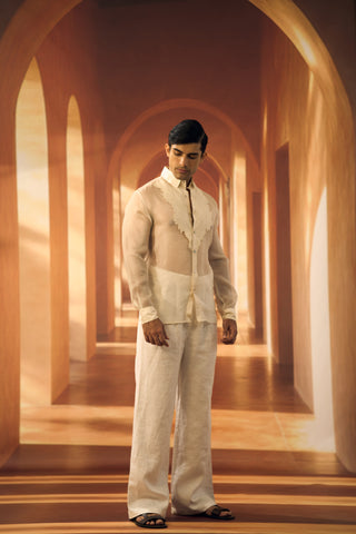 Jasmine Embroidered Bib Yoke Organza Shirt