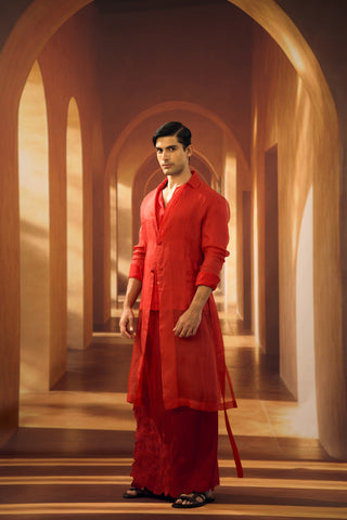 Scarlet Organza Trench Coat