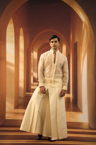 Checkered tussar Kurta Shirt