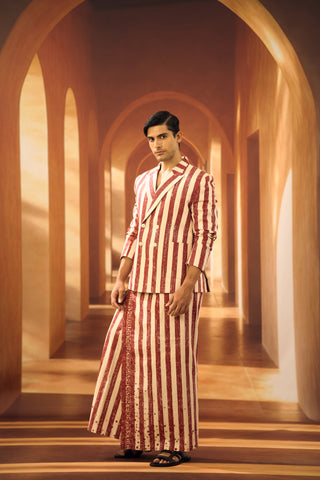 Temple Stripe Veshti with Script