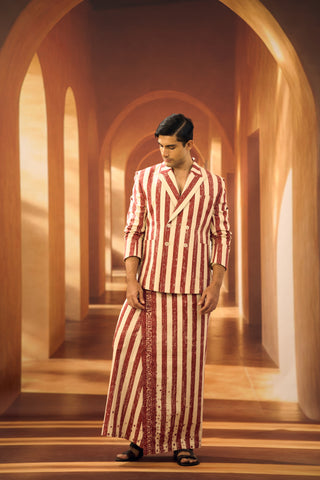 Temple Stripe Veshti with Script