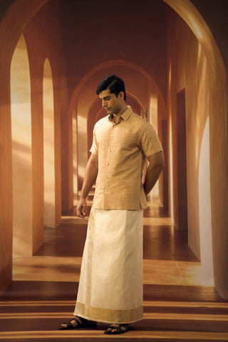 Biscuit Raw Silk Shirt