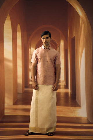 Burnt Pink Raw Silk Shirt