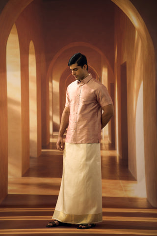 Burnt Pink Raw Silk Shirt