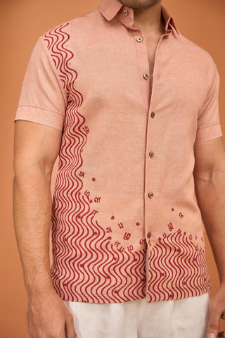 Wave and Script Dustrose Shirt