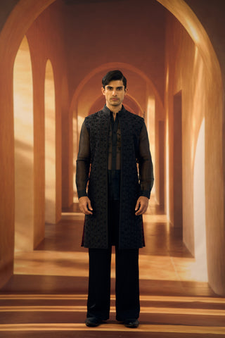 Noir Jasmine Strand Open Sherwani