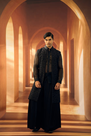 Noir Jasmine Strand Open Sherwani