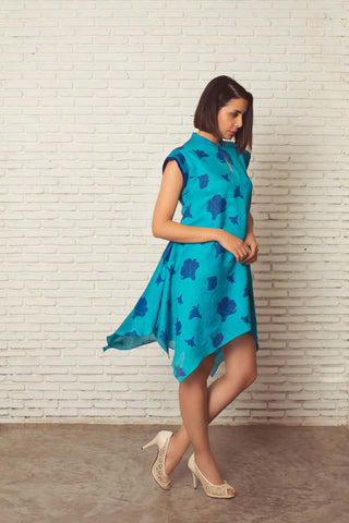 Tulip print handkerchief hem dress