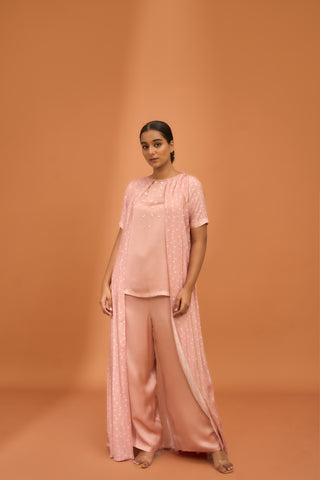 Layered Top in Bone Kodi Print with Straight Pants