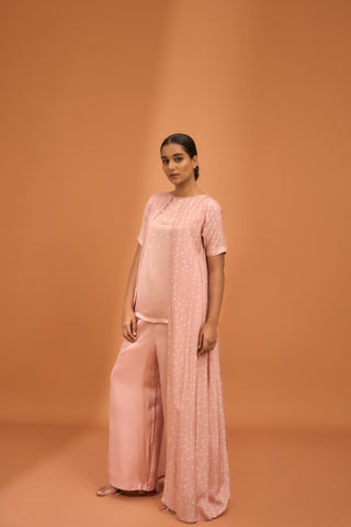 Layered Top in Bone Kodi Print with Straight Pants