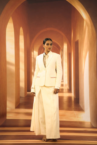 Cloud Runner Blazer with Floral Applique with Pallazo