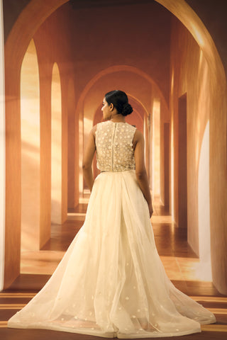 Pleated Palazzo in Cream